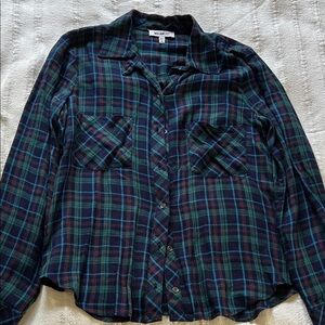 William Rast Plaid Button Down Shirt - Blue and Green